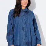 moteriski dzinsiniai marskiniai su sirdelemis