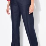 moteriski platus dzinsai tamsiai melyni