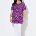 ilgi violetiniai marskineliai moterims