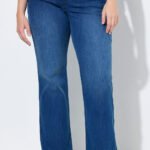 ekologiskos medvilnes moteriski platejantys dzinsai