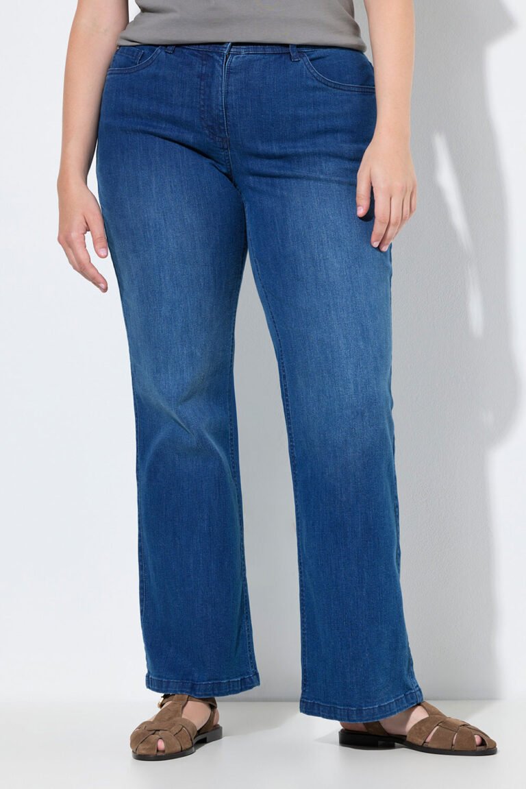 ekologiskos medvilnes moteriski platejantys dzinsai