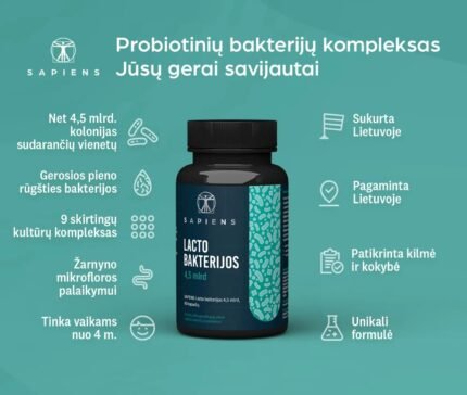 Lacto bakterijos 4,5 mlrd 60 kapsuliu
