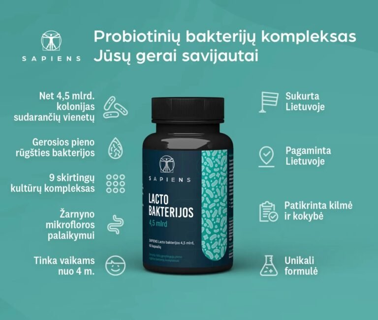 Lacto bakterijos 4,5 mlrd 60 kapsuliu