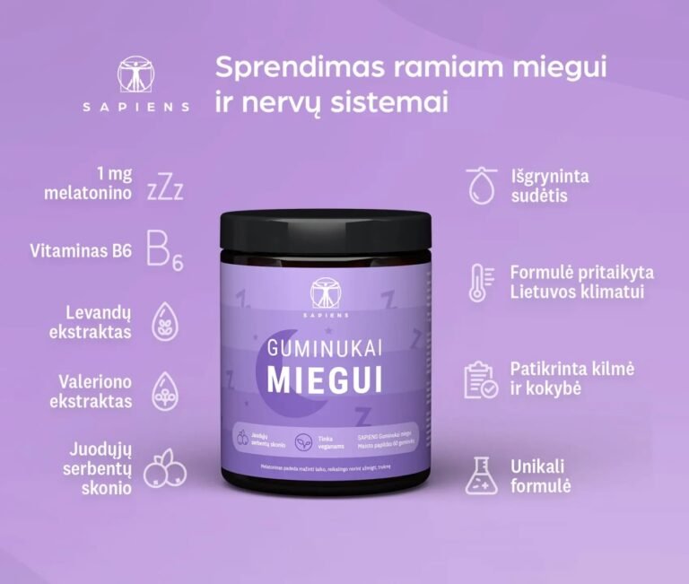 Guminukai miegui (su melatoninu) 60 guminuku