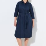 tamsiai melyna medvilnes suknele 3/4 ilgio rankoves