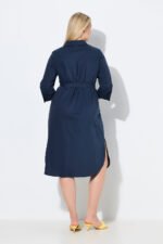 tamsiai melyna medvilnes suknele 3/4 ilgio rankoves