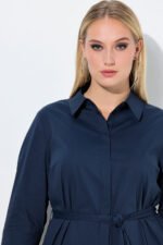 tamsiai melyna medvilnes suknele 3/4 ilgio rankoves