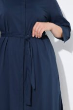 tamsiai melyna medvilnes suknele 3/4 ilgio rankoves