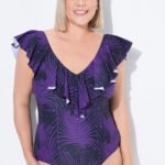 violetinis maudymosi kostiumas moterims